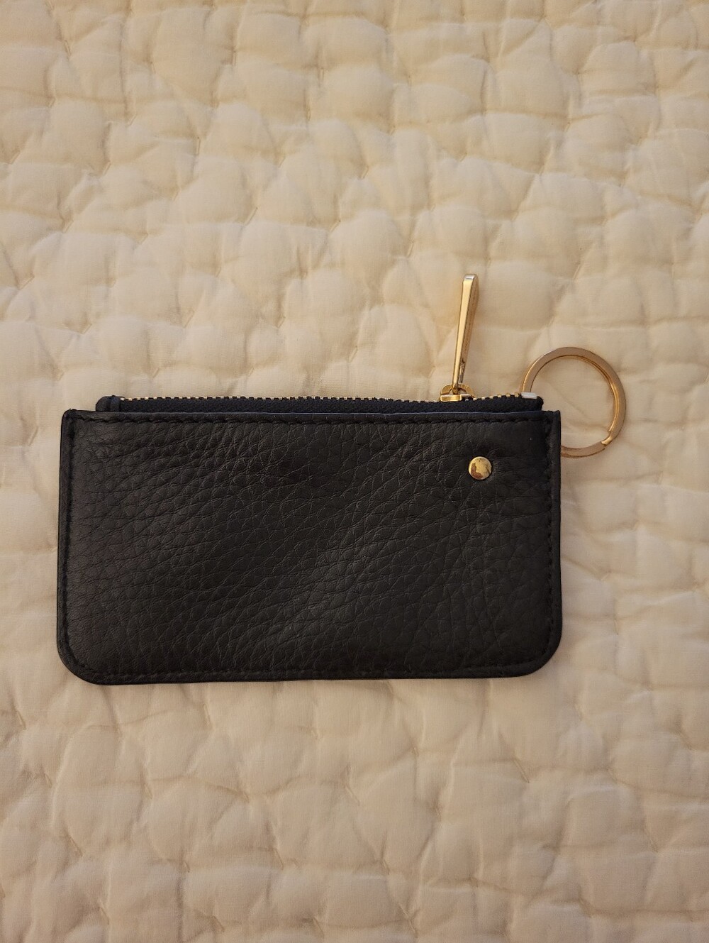 Michael Kors Black Leather Zip Card Case with Gold Keyring - Picture 2 of 4